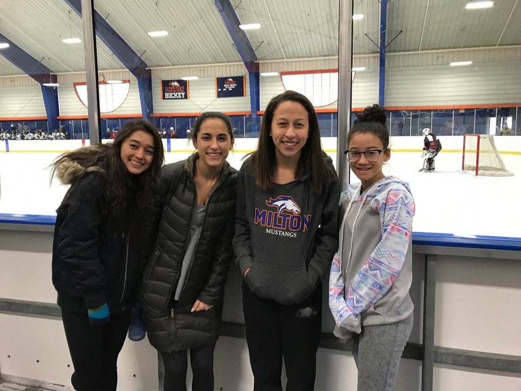 Cheering on Hallowell Residents on the JV Girls Hockey team